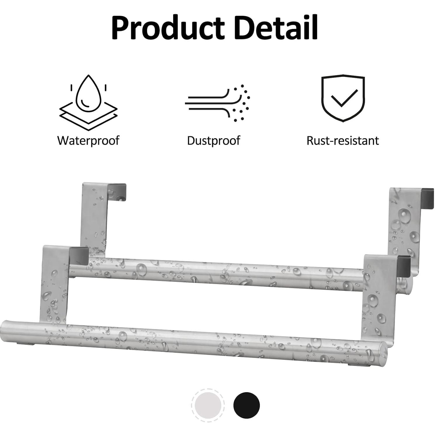 Suploo AUMJJE19 2 Pack Stainless Steel Over Door Towel Rack Bar Holders
