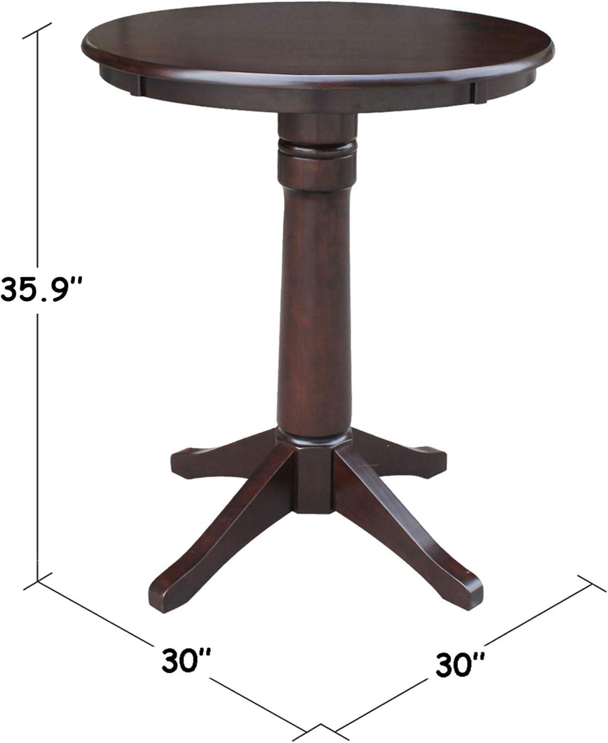 International Concepts 30" Round Top Pedestal Table-34.9" H, Rich Mocha