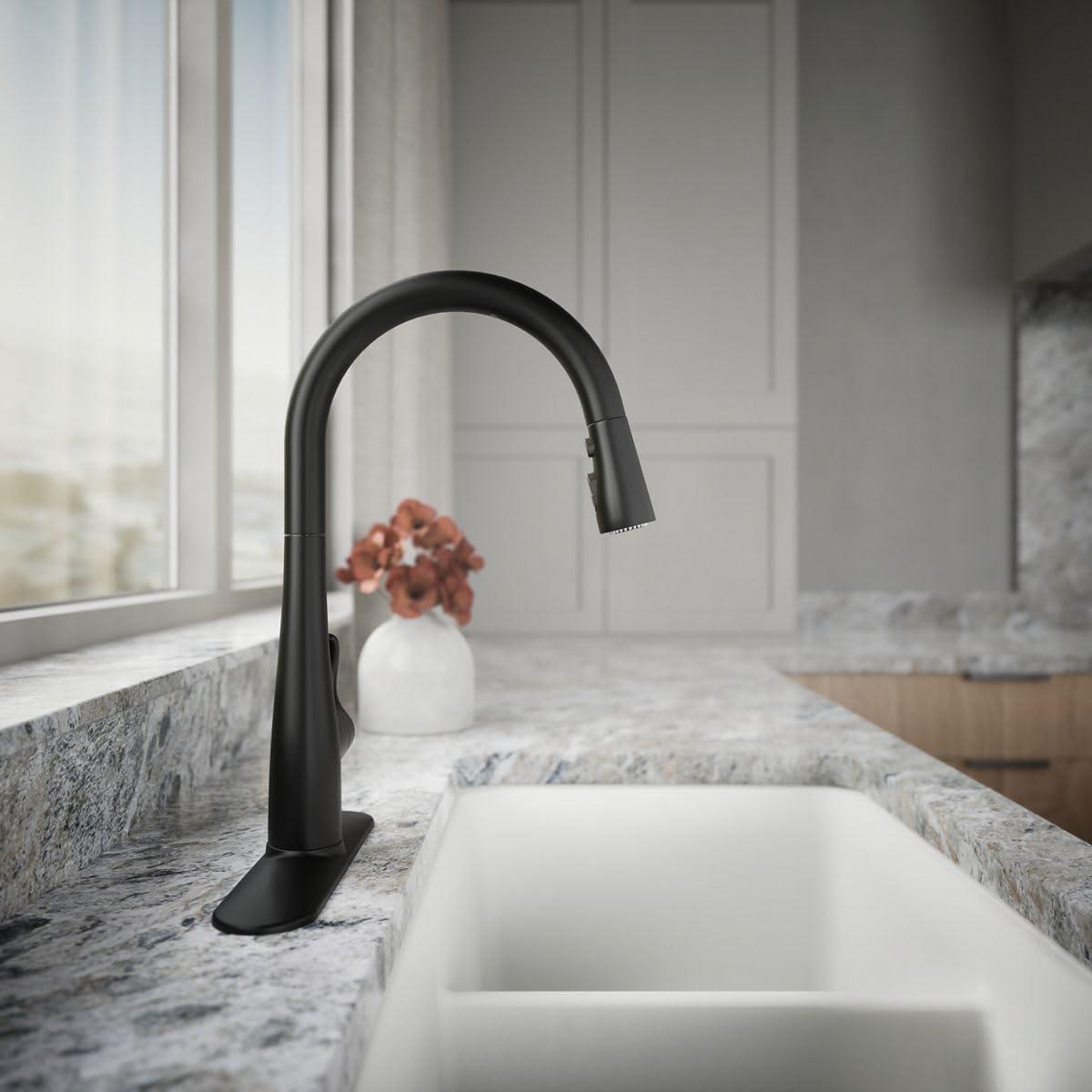 Simplice Touchless Pull-Down Kitchen Sink Faucet with Three-Function Sprayhead