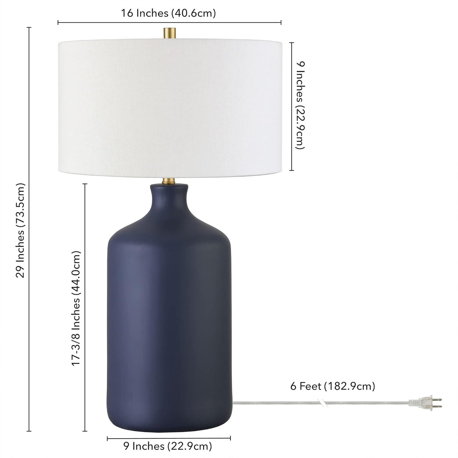 Evelyn&Zoe Sloane 29" Transitional Ceramic Table Lamp with White Drum Fabric Shade