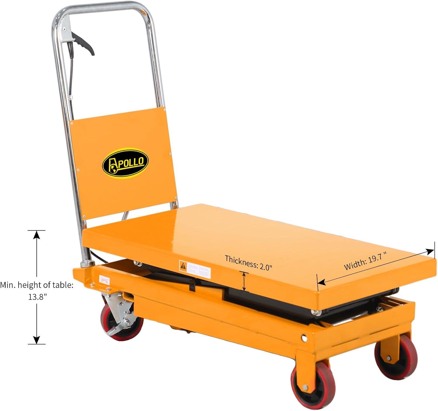 APOLLOLIFT 330lb Scissor Lift Table Cart Hydraulic Hand  Lift Table W/43" Lift Double Scissor Steel