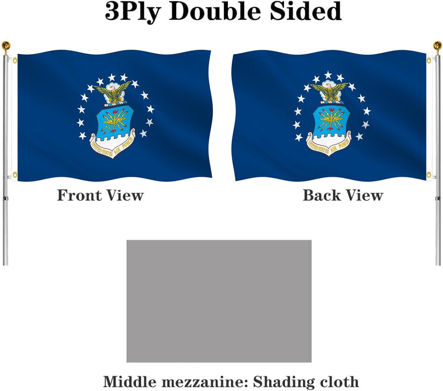 Double Sided US Air Force Military Flag 4x6 Outdoor- UV Fade Resistant United States Air Force Flags with 2 Grommets