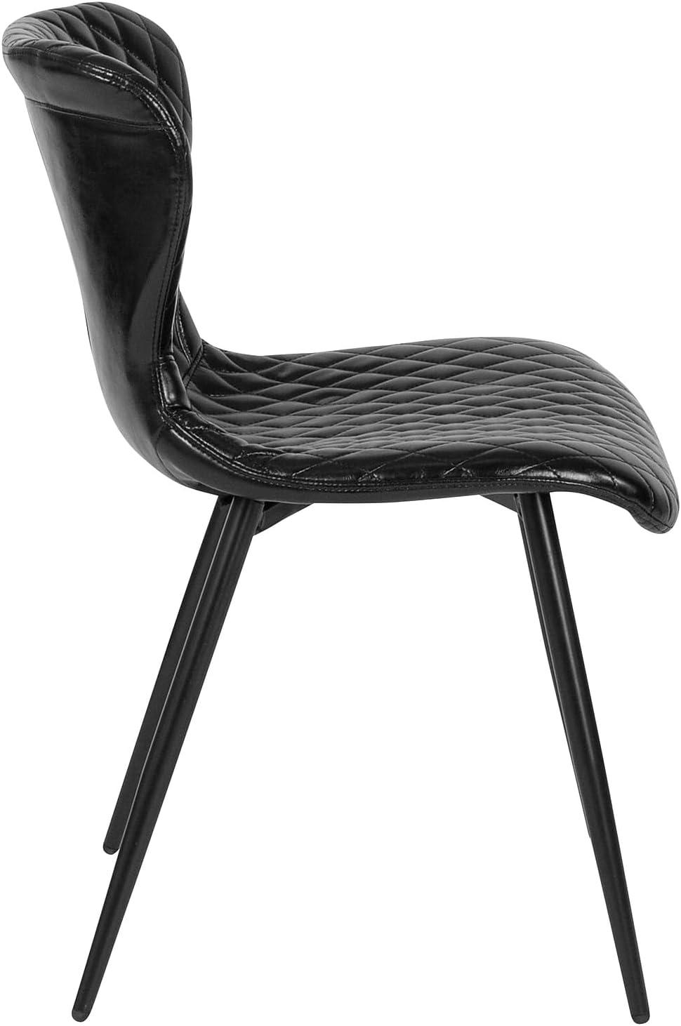 Elegant Bristol Black Vinyl and Metal Side Chair