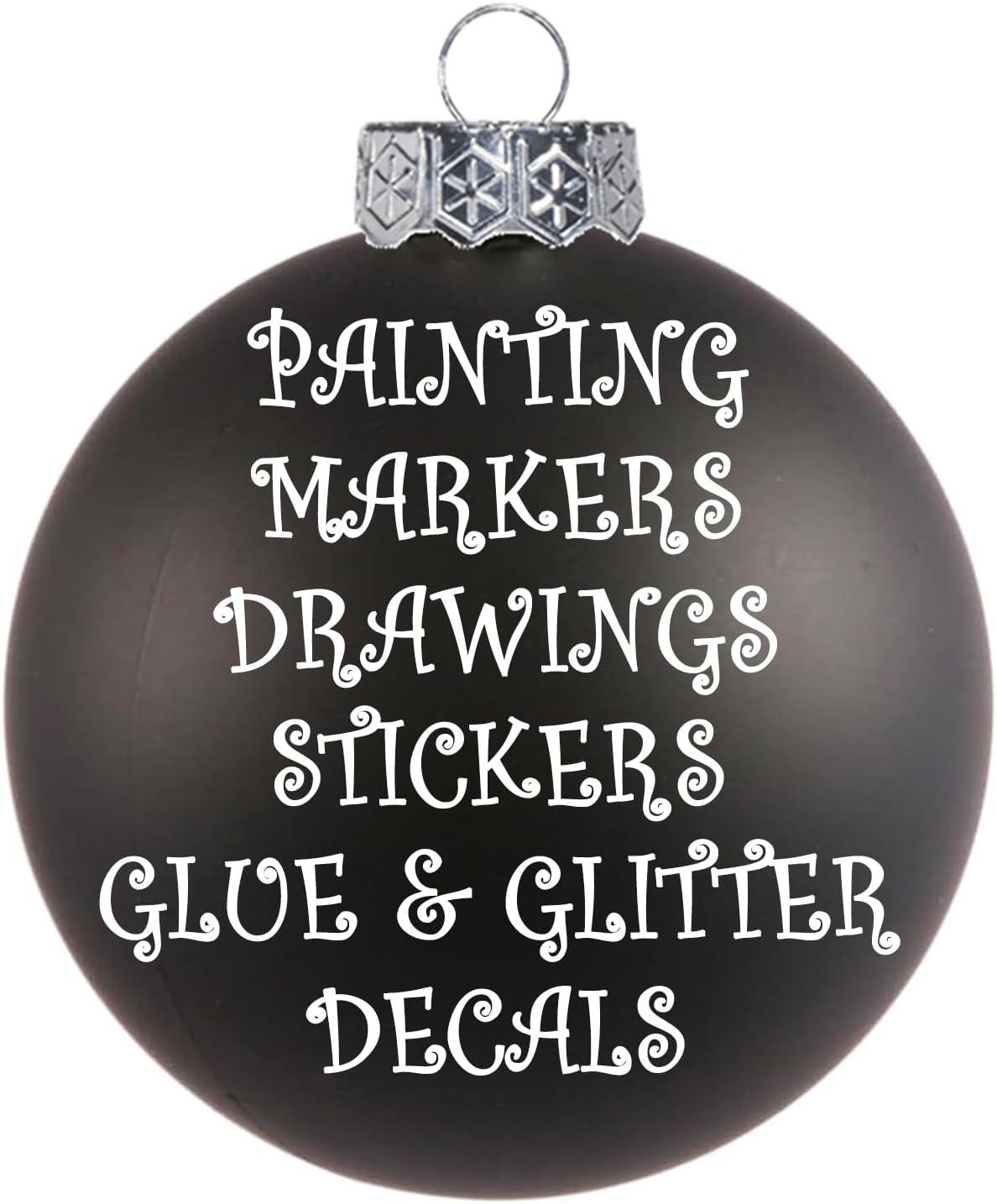SLEETLY Big Black Ornaments for Farmhouse Christmas Tree Holiday Xmas Decorations for Christmas - Large Shatterproof Plastic 4.72 inch Glitter Snow Balls and Snowflakes, Ornament Set of 8