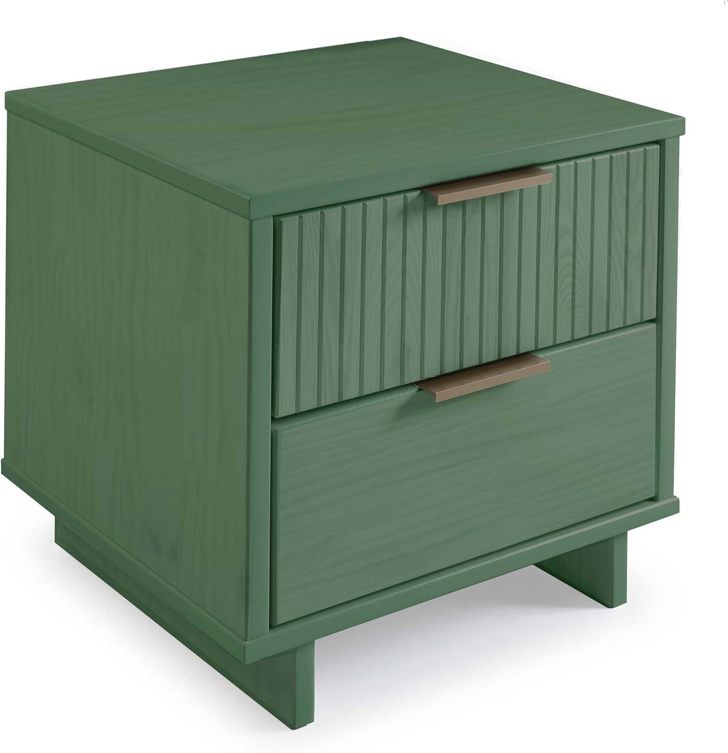 Manhattan Comfort Set of 2 Granville 2 Drawer Nightstands Sage Green: Modern Design, Soft Close, Metal Handles