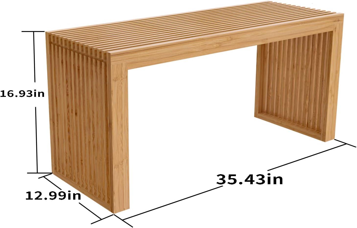 Latitude Run® Seamas Bamboo Bench, Farmhouse Dining Bench Entryway Bench for Living Room, Hallway, Bedroom, Bathroom