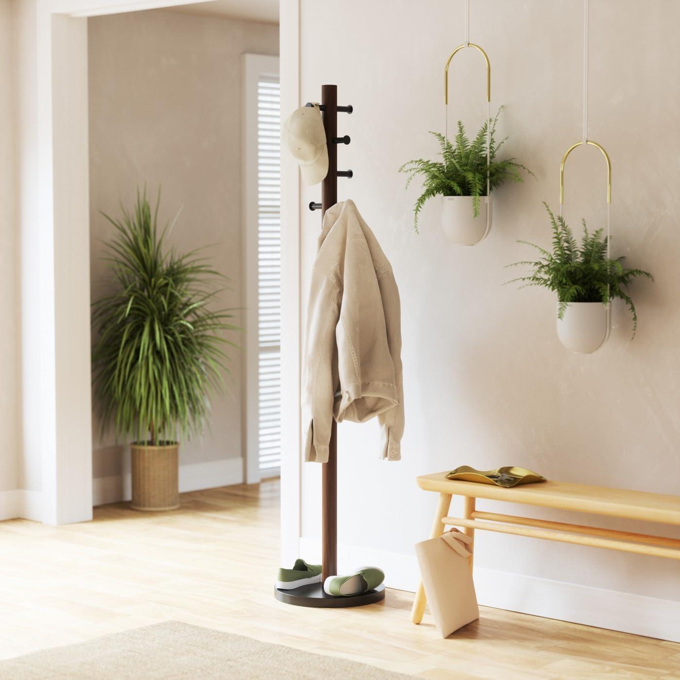 Pillar 8 - Hook Freestanding Solid Wood Coat Rack