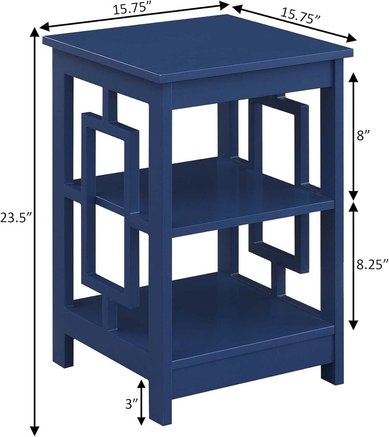 Convenience Concepts Town Square End Table with Shelves, Cobalt Blue