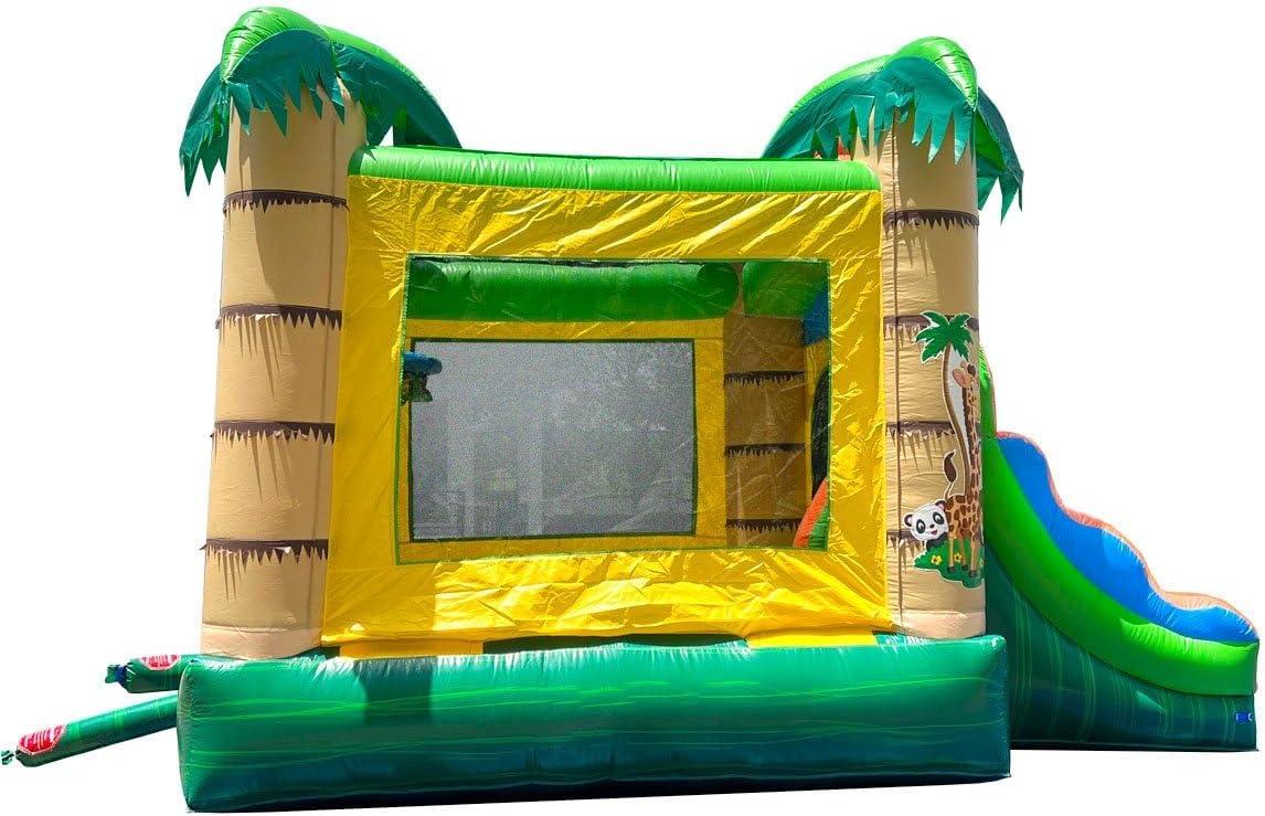 Pogo Bounce House Crossover Bounce House with Slide, Tropical Smiley Face, No Blower