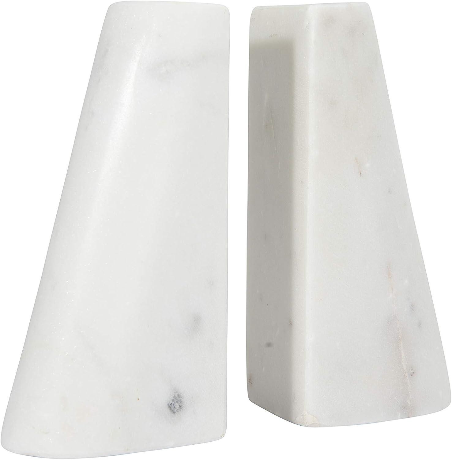 White Marble Tapered Bookends - Set of 2