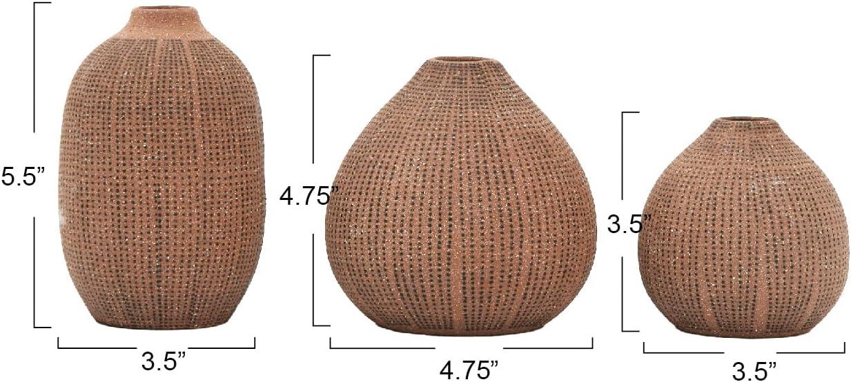 Creative Co-Op Decorative Textured Stoneware Vases, Set of 3, Blush