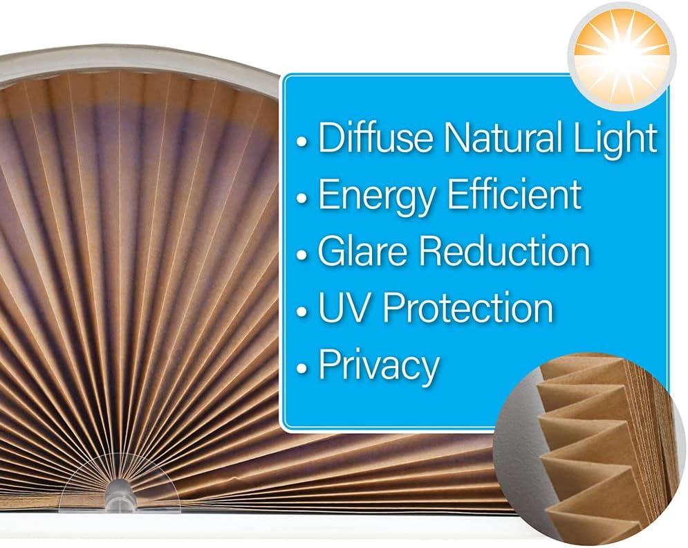 Redi Shade No Tools Original Arch Light Filtering Pleated Fabric Shade Natural, 72" x 36"