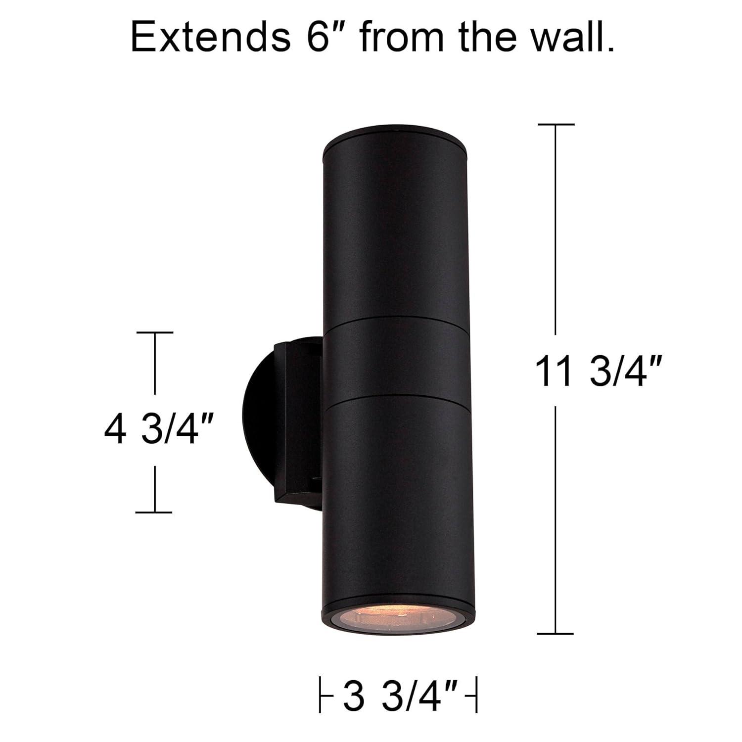 Possini Euro Design Ellis Modern Outdoor Wall Light Fixture Black Cylinder Up Down 11 3/4" for Post Exterior Light Barn Deck Post Light House Porch