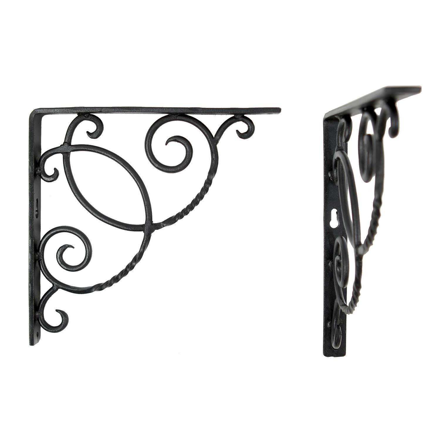 (Pair) Achla Designs Decorative Scroll Shelf Brackets Wrought Iron B-21