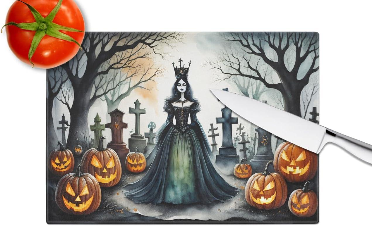 Caroline's Treasures Evil Queen Spooky Halloween Glass Cutting Board Large