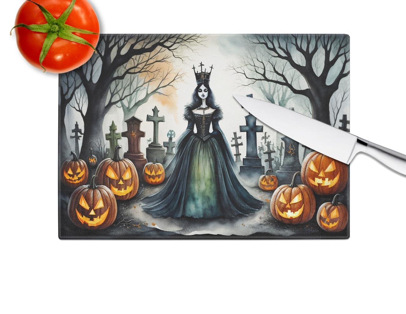 Caroline's Treasures Evil Queen Spooky Halloween Glass Cutting Board Large