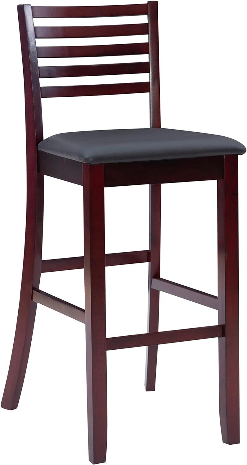 30" Torino Padded Seat Ladder Back Barstool Upholstered Seat - Espresso Wood - Linon