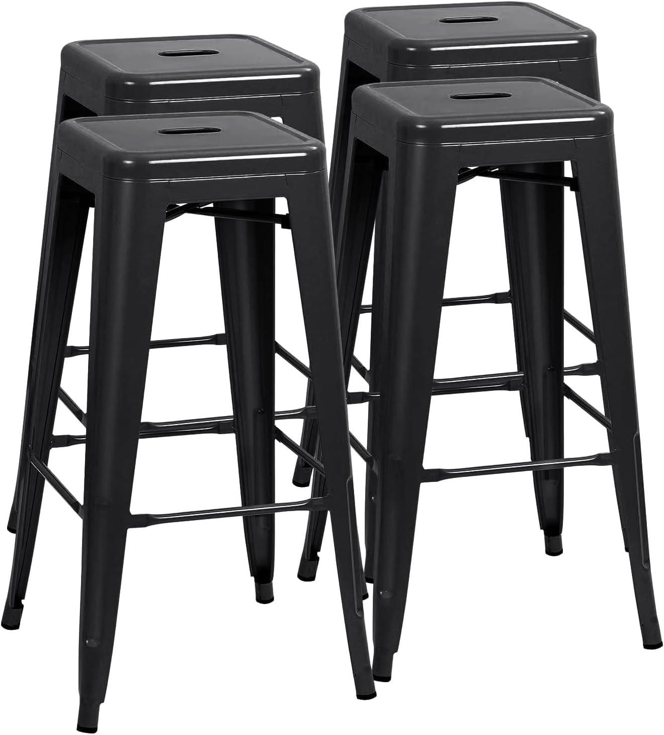 Williston Forge Kohki 24" Counter Stool Metal Bar Stools Counter Height Barstools Backless Indoor/Outdoor Bar Stools Kitchen Counter Stools Chairs(Set of 4)