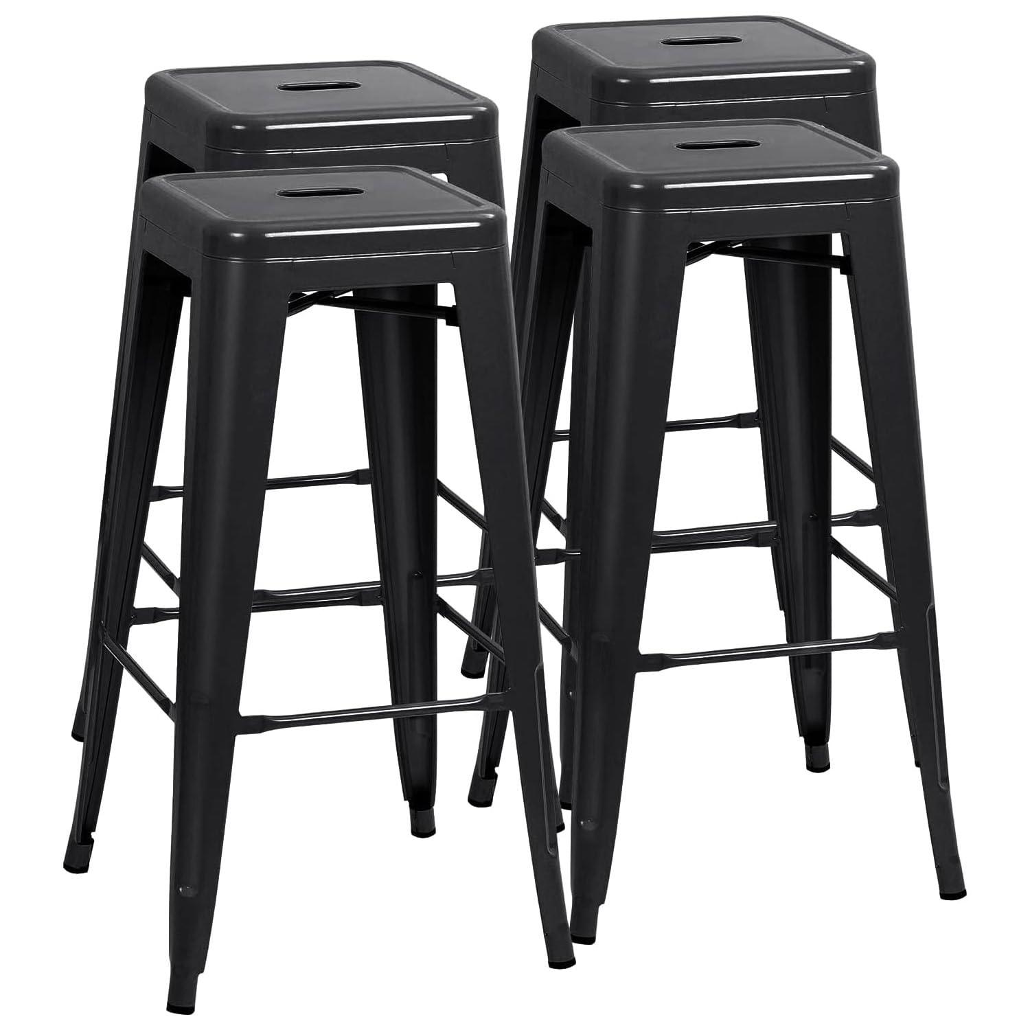Williston Forge Kohki 24" Counter Stool Metal Bar Stools Counter Height Barstools Backless Indoor/Outdoor Bar Stools Kitchen Counter Stools Chairs(Set of 4)