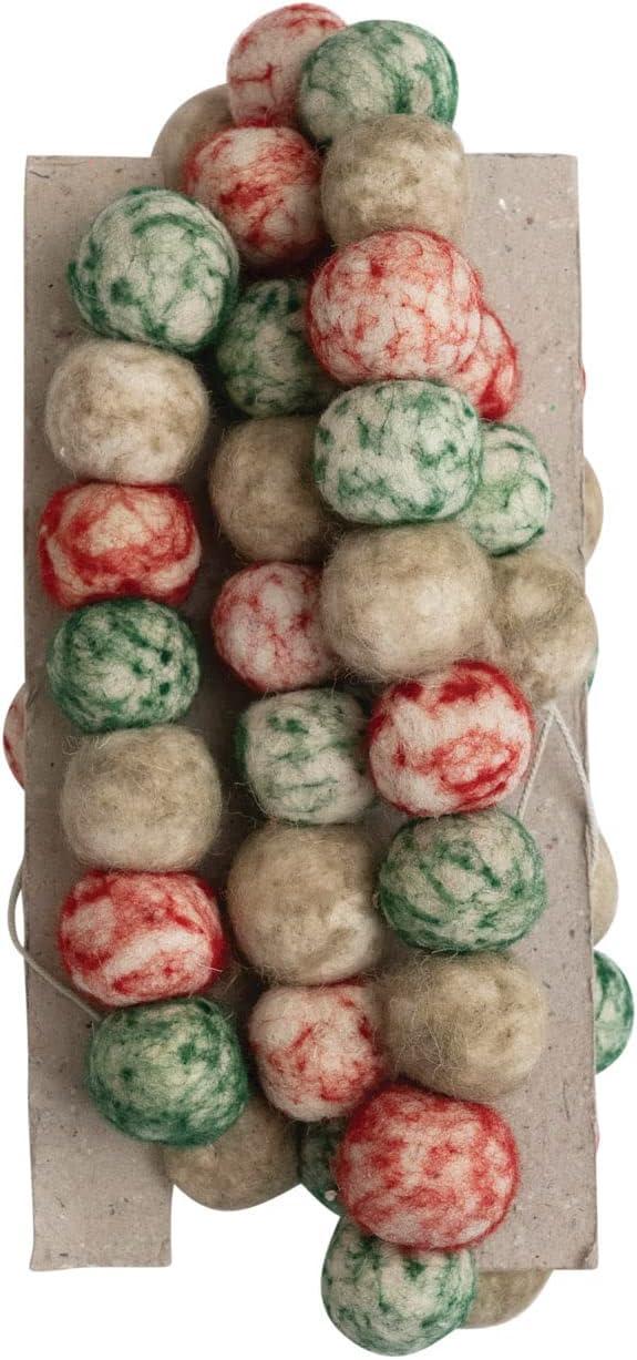 Multicolor Wool Felt Ball Holiday Garland, 72 Inches