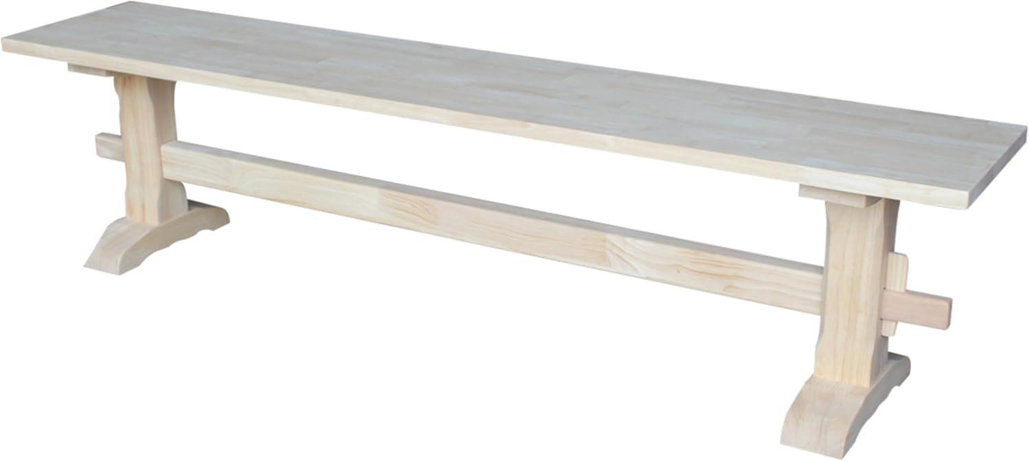 72" Trestle Bench Unfinished - International Concepts: Solid Wood, Parawood, Entryway, Living Room