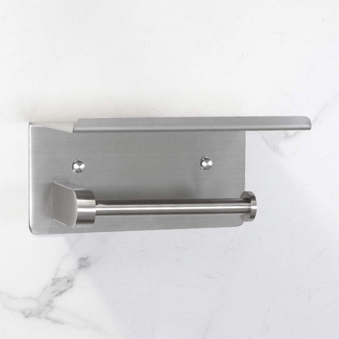 Brushed Nickel Stainless Steel Wall Mounted Toilet Paper Holder with Shelf