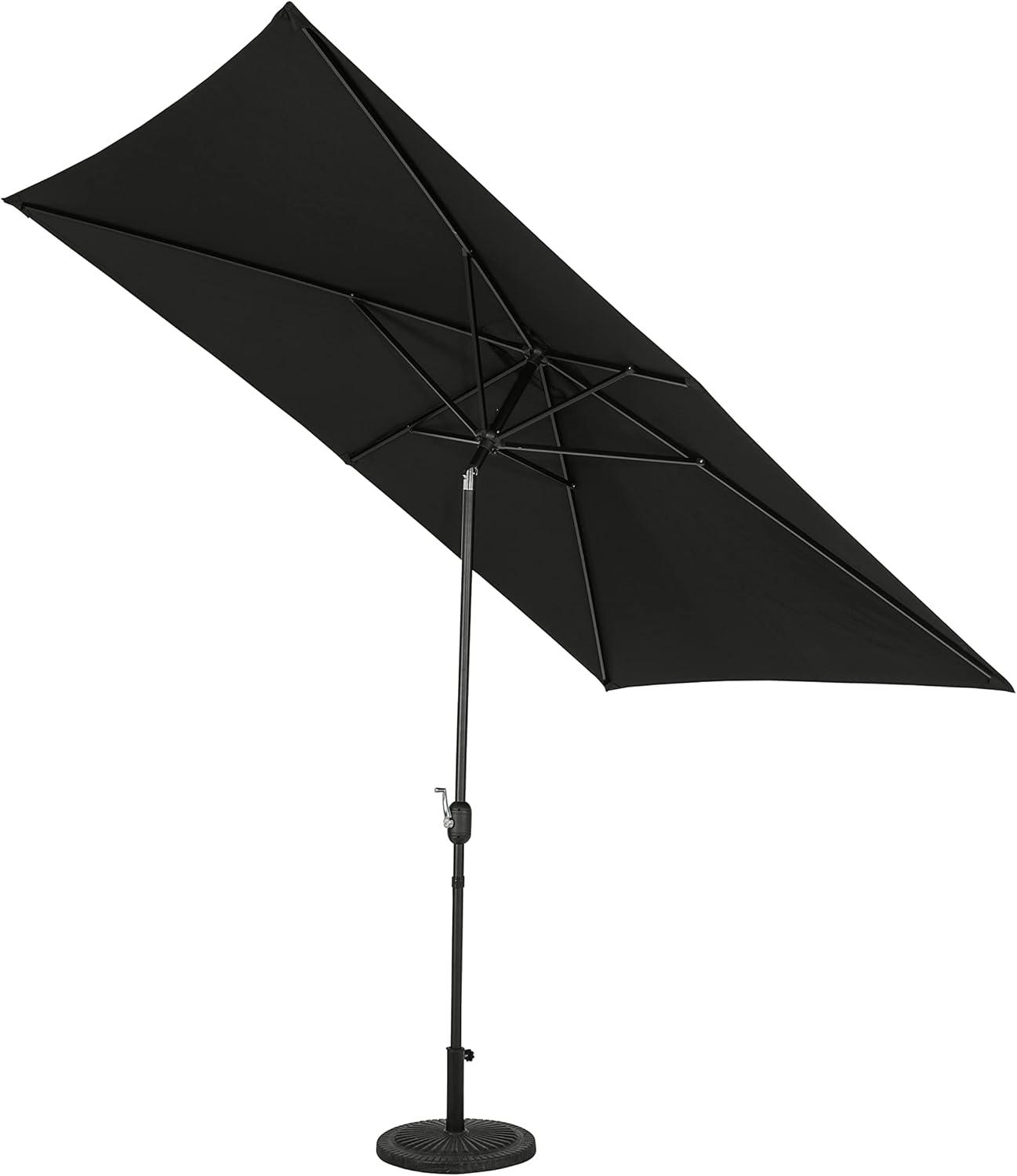 Island Umbrella 10' x 6.5' Rectangular Bimini Market Patio Umbrella Black: Weather-Resistant, Steel Frame, Crank Handle