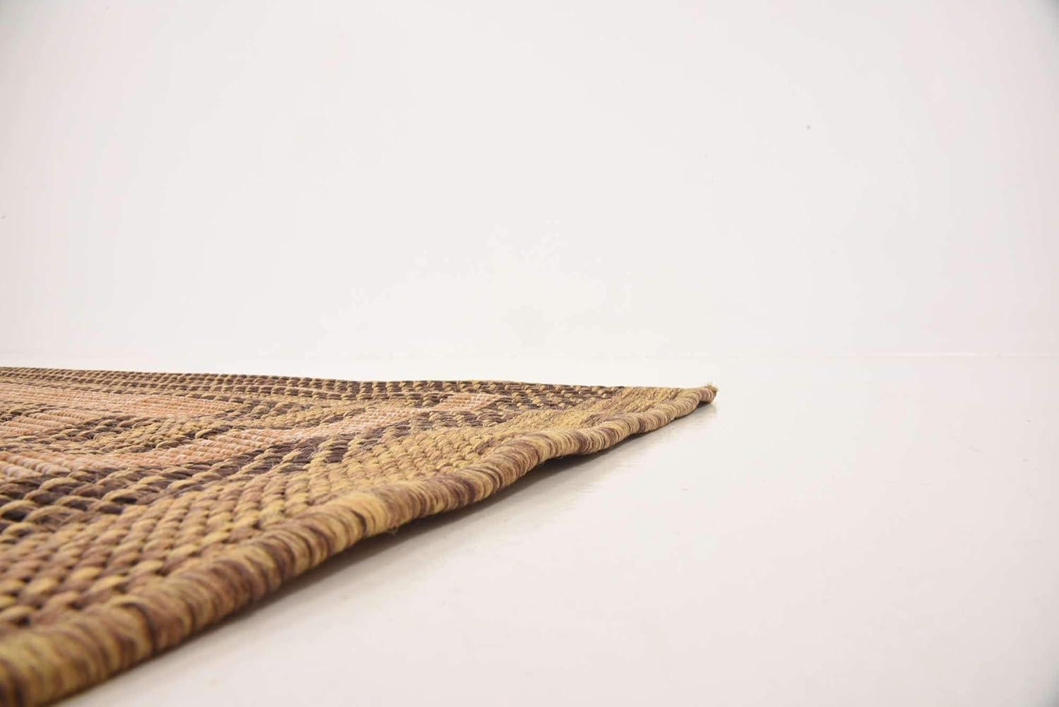 Unique Loom 5' 3 x 8' 0 Light Brown Outdoor Border Multi Border Area Rug