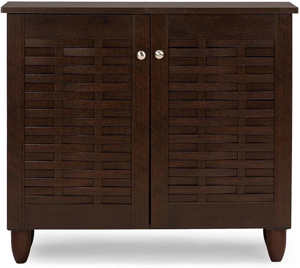 Wholesale Interiors Winda Modern and Contemporary 2-Door Dark Brown Wooden Entryway Shoes Storage Cabinet -