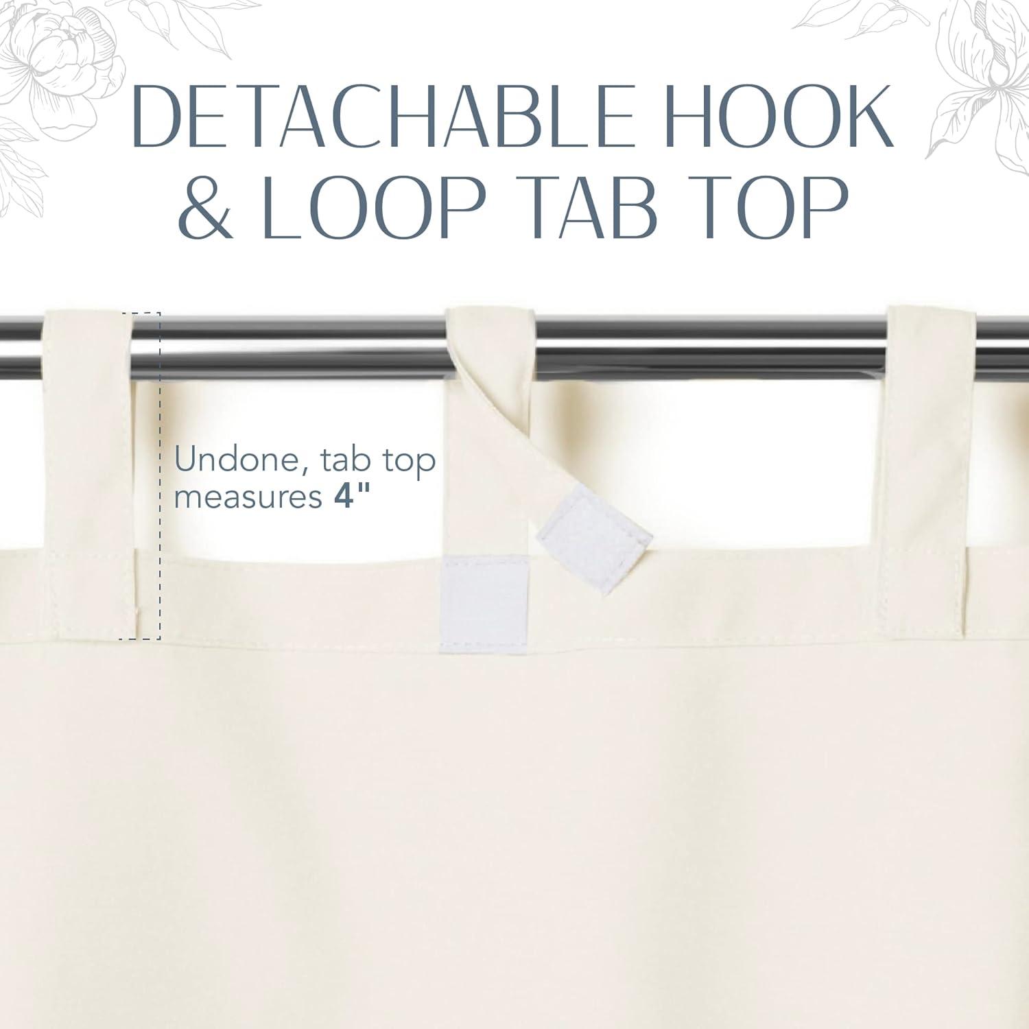 Matine Solid Tab Top Indoor/Outdoor Single Window Curtain for Patio, Porch, Cabana - 52 x 95 - Ivory - Elrene Home Fashions