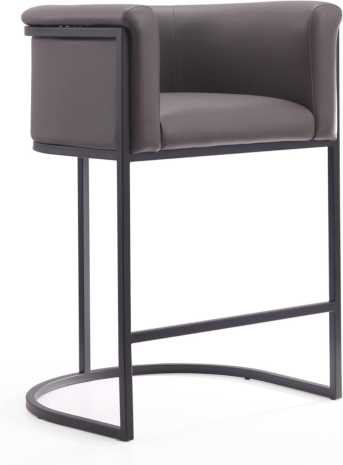 Manhattan Comfort Cosmopolitan Metal Counter Height Barstool Pebble: Upholstered, Low Back, Armrest