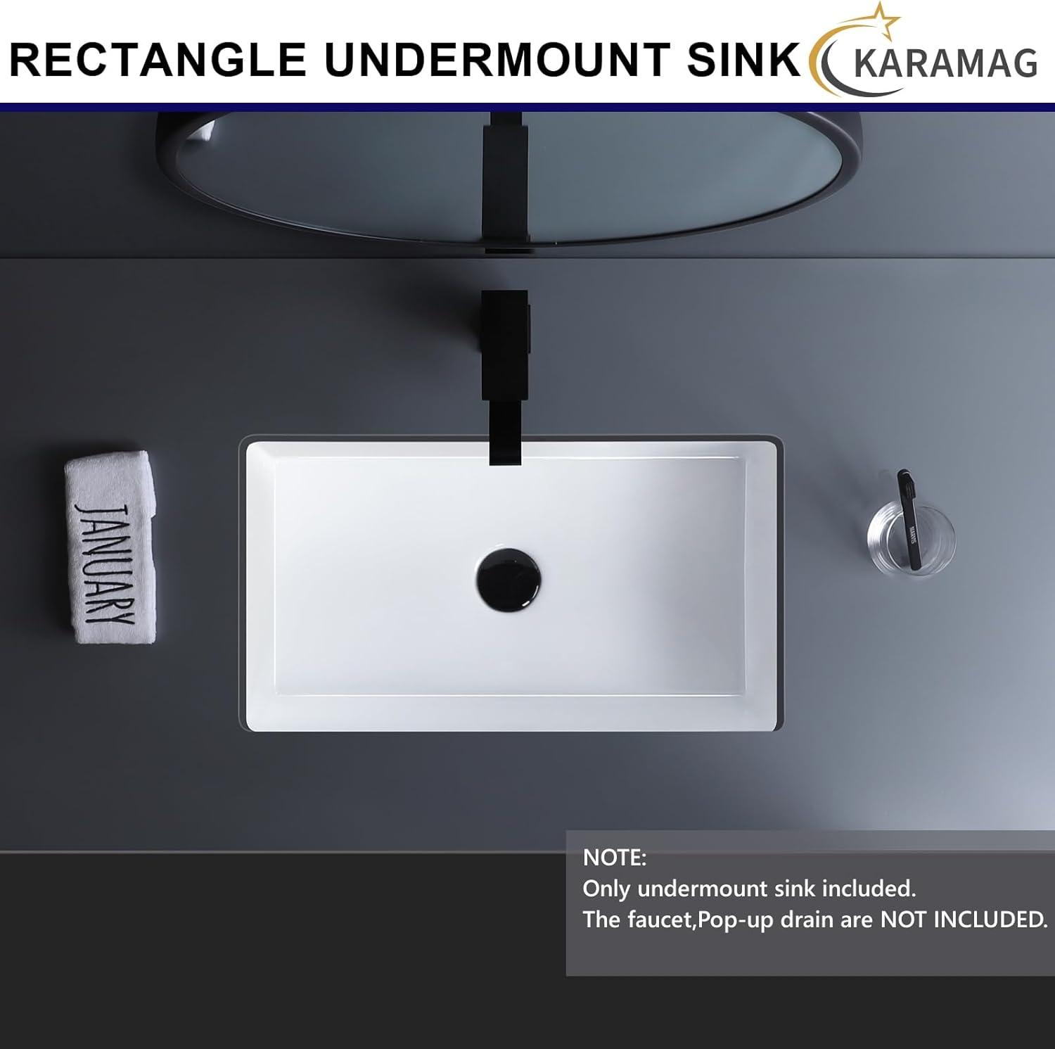 22" x 16" Undermount Bathroom Sink White Ceramic Bathroom Sink Rectangular Undermount Sink