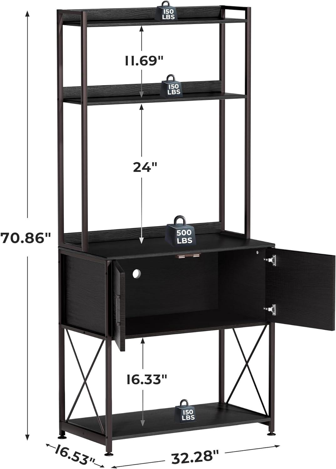 Herture 20-29 Gallon Fish Tank Stand, Aquarium Stand with 2 Shelves and Cabinet , for 20 Gallon Long Aquarium, Metal Frame 32.28" L*16.53" W