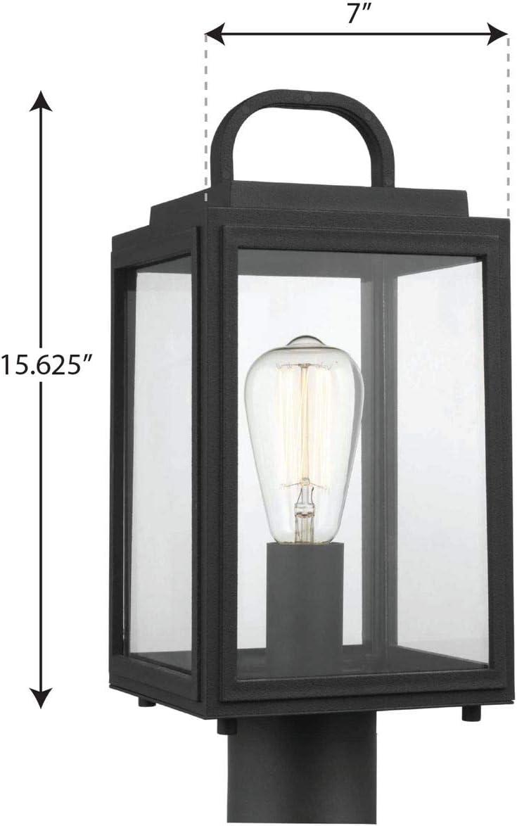 Progress Lighting Grandbury 1-Light Outdoor Post Light in Black with Clear Glass Panels and DURASHIELD Material