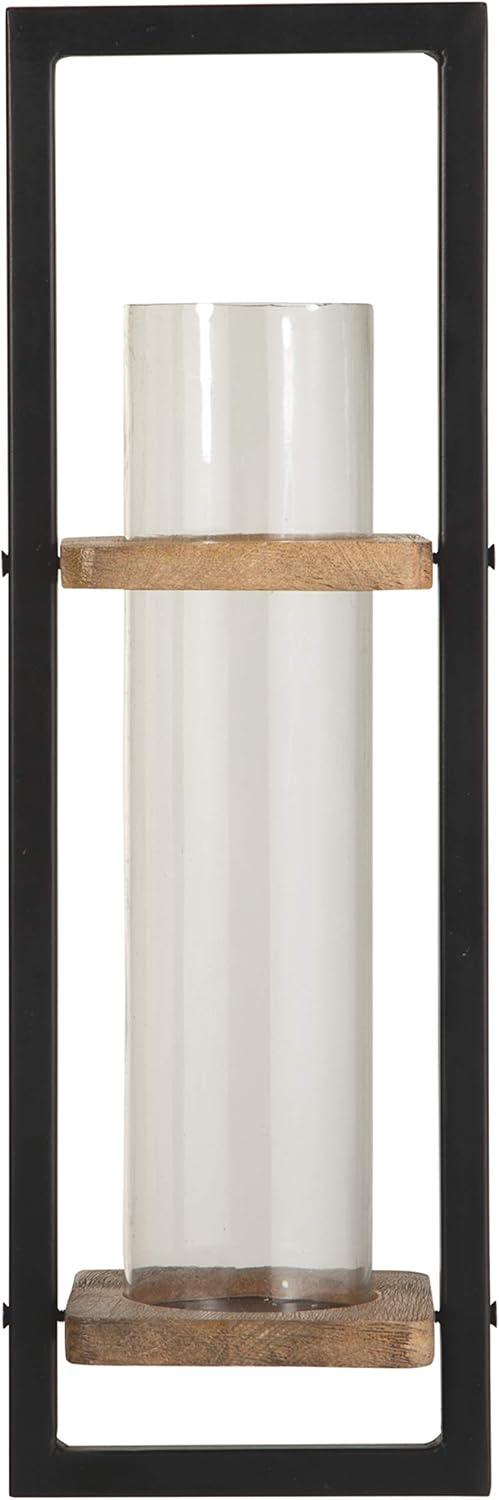 Colburn Contemporary Black Wood Wall Sconce, 23.75" Height