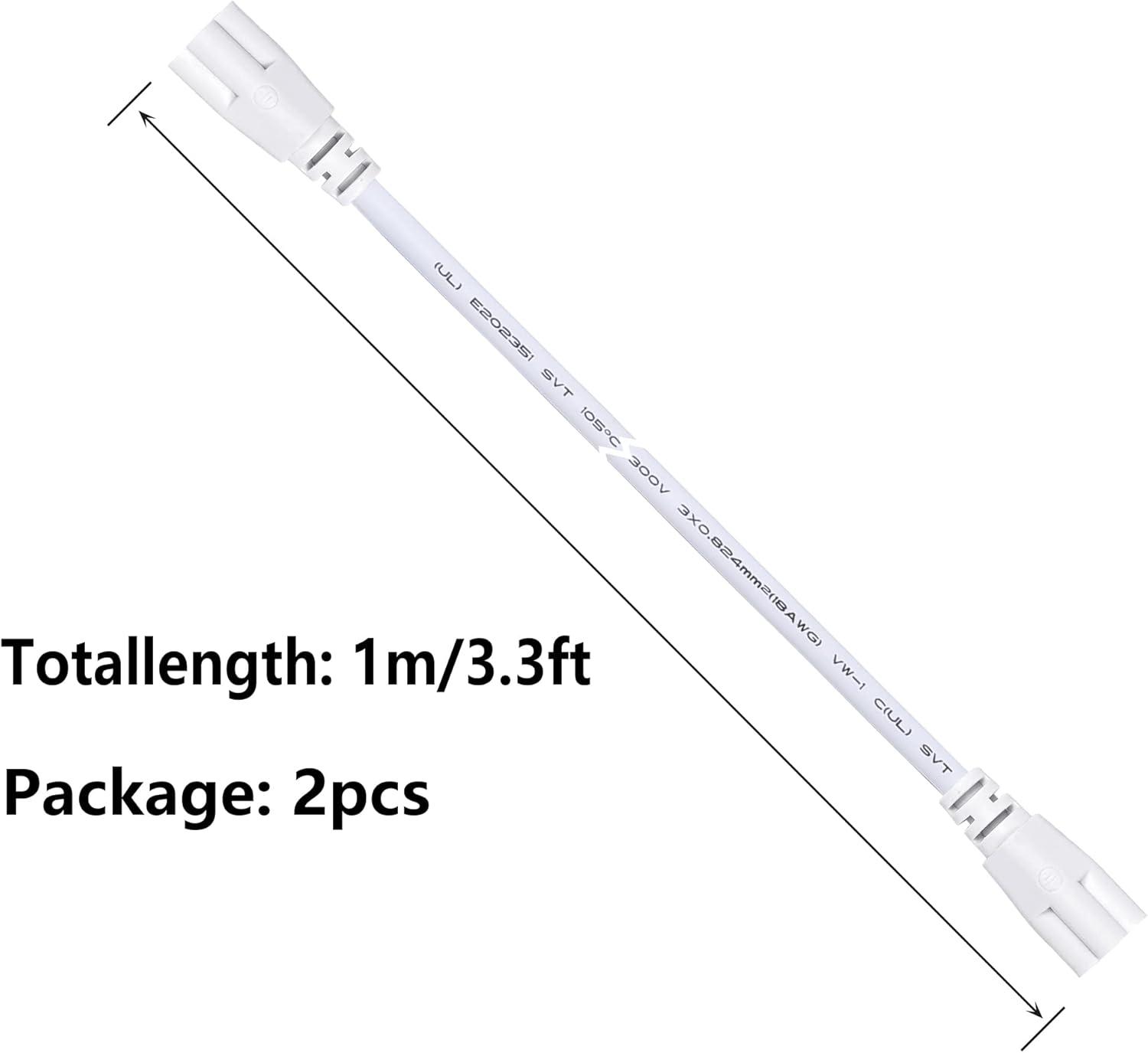 UL-LP Certified T5 T8 LED Lamp Connecting Wire 3.3FT 2-Pack