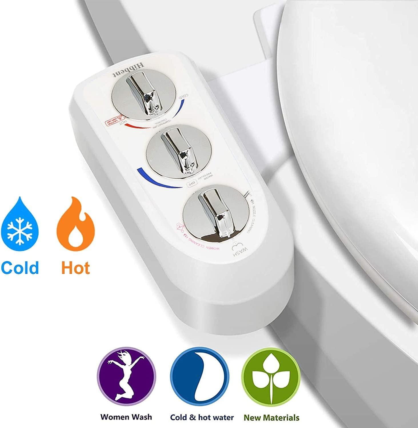 White Non-Electric Bidet Attachment with Dual Nozzle