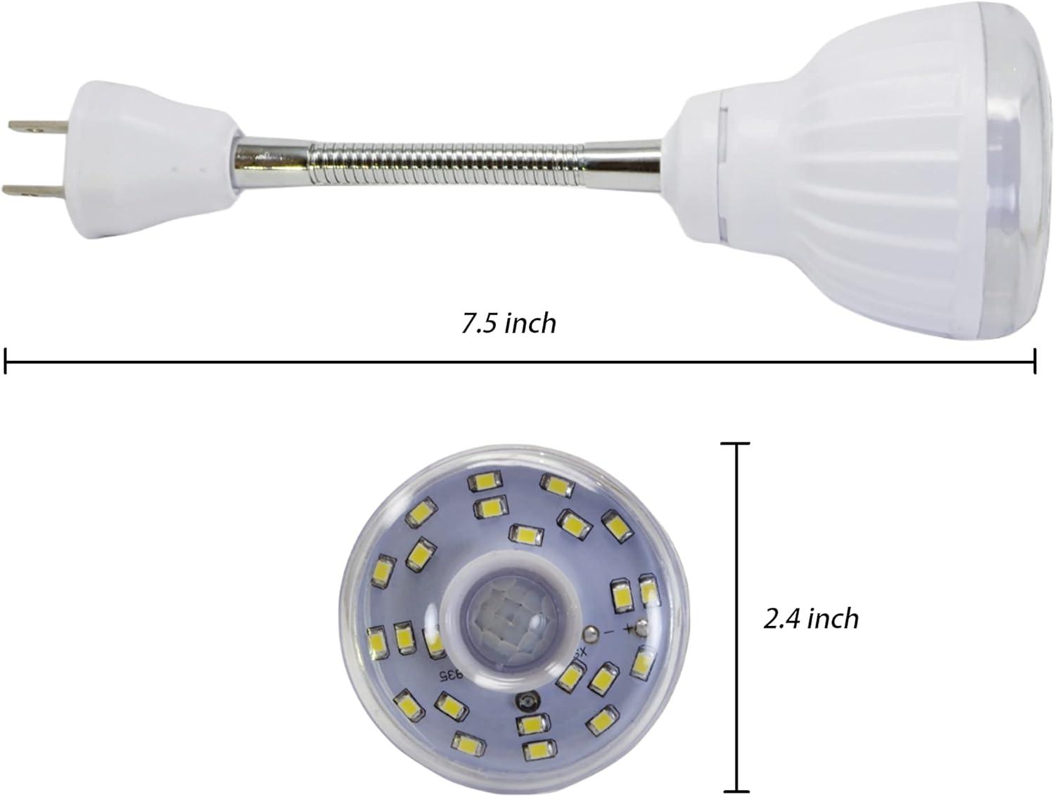 White LED Motion-Activated Plug-in Wall Light with Flexible Neck