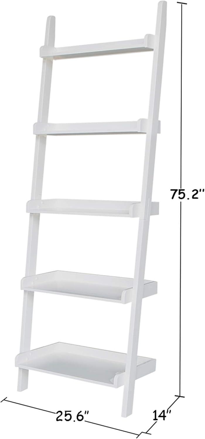 75.5" 5 Tier Solid Wood Leaning Bookshelf - International Concepts