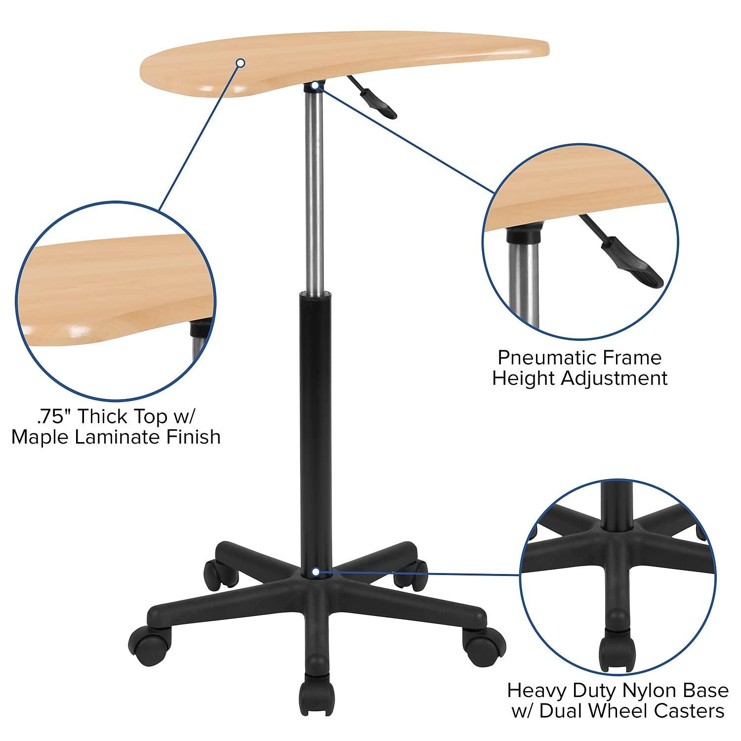 Flash Furniture Maple Sit to Stand Mobile Laptop Computer Desk