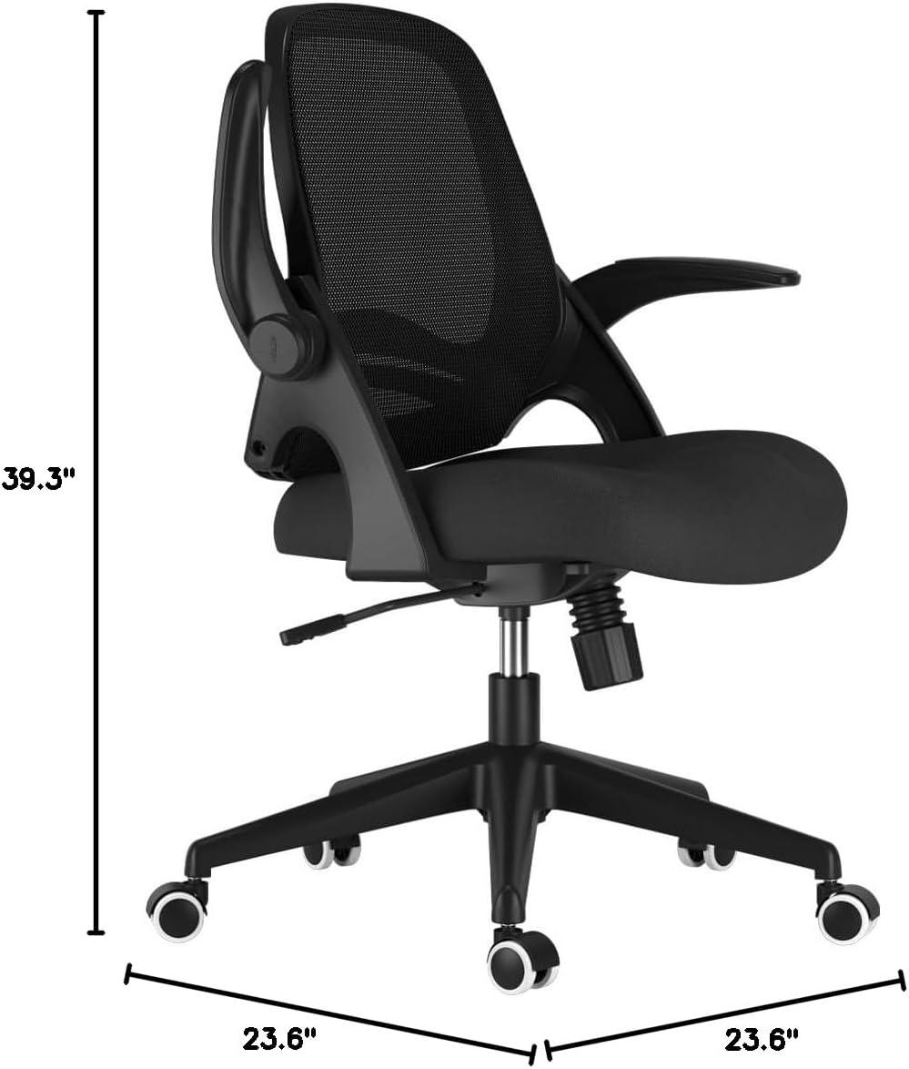 Black Mesh Ergonomic Swivel Task Chair with Adjustable Arms