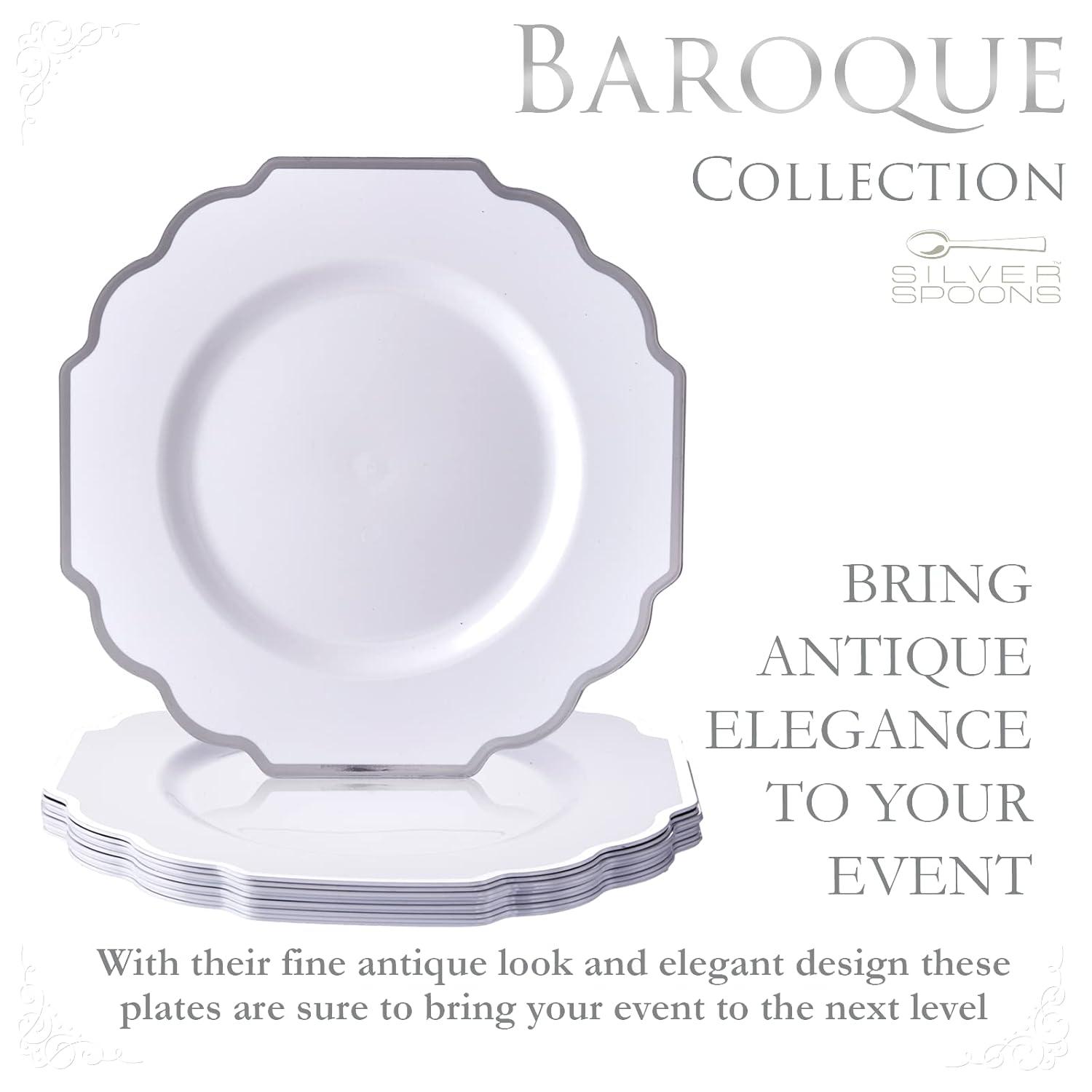 Silver Spoons Baroque Disposable Dinner Plate (Set of 10)