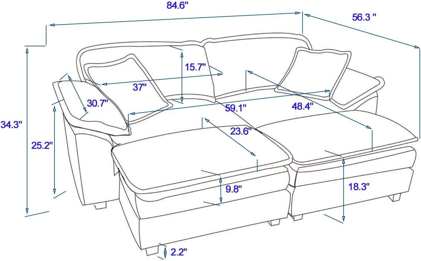 Green Corduroy Loveseat Sofa with Ottomans and Pillows