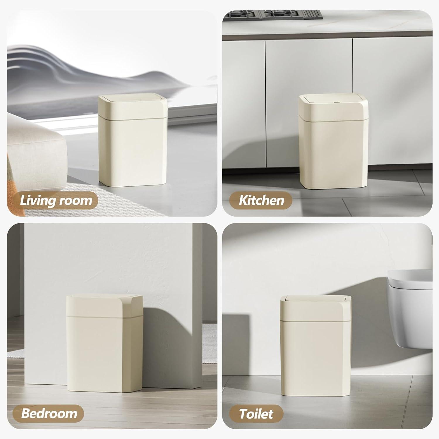 LOVE YOUR BATH LLC 2-Pack 3.5 Gallon Trash Can With Lid, Motion Sensor, Waterproof Smart Trash Can