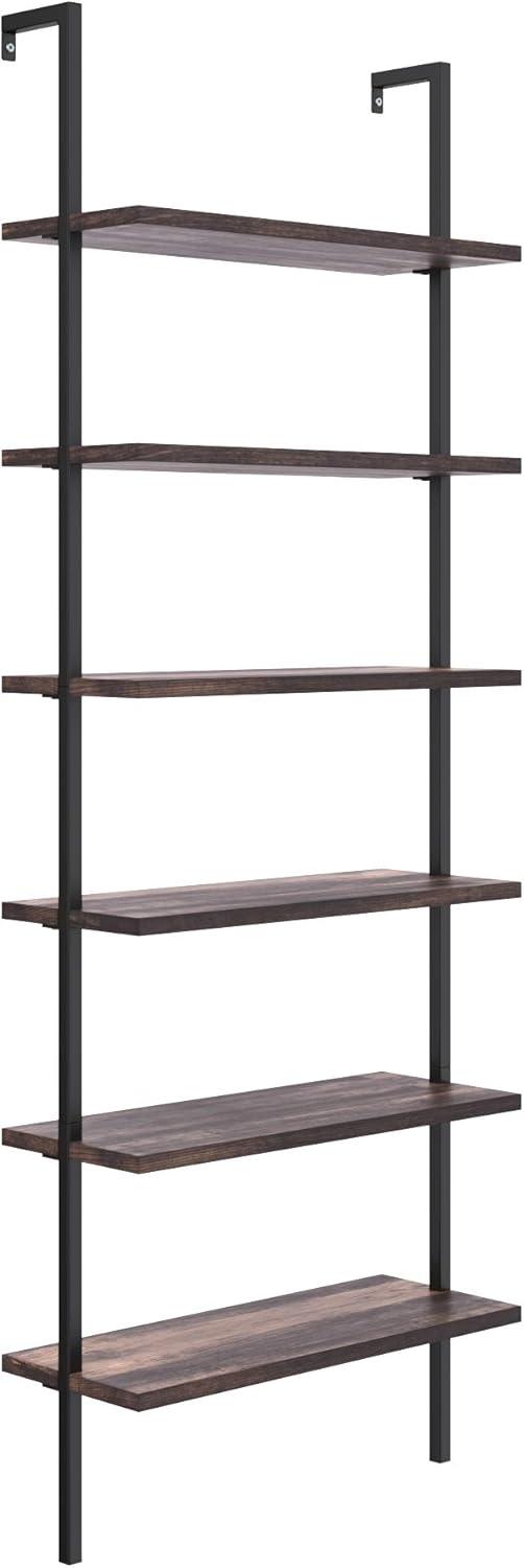 85" Theo 6 Tier Wood Wall Mount Ladder Bookshelf - Nathan James