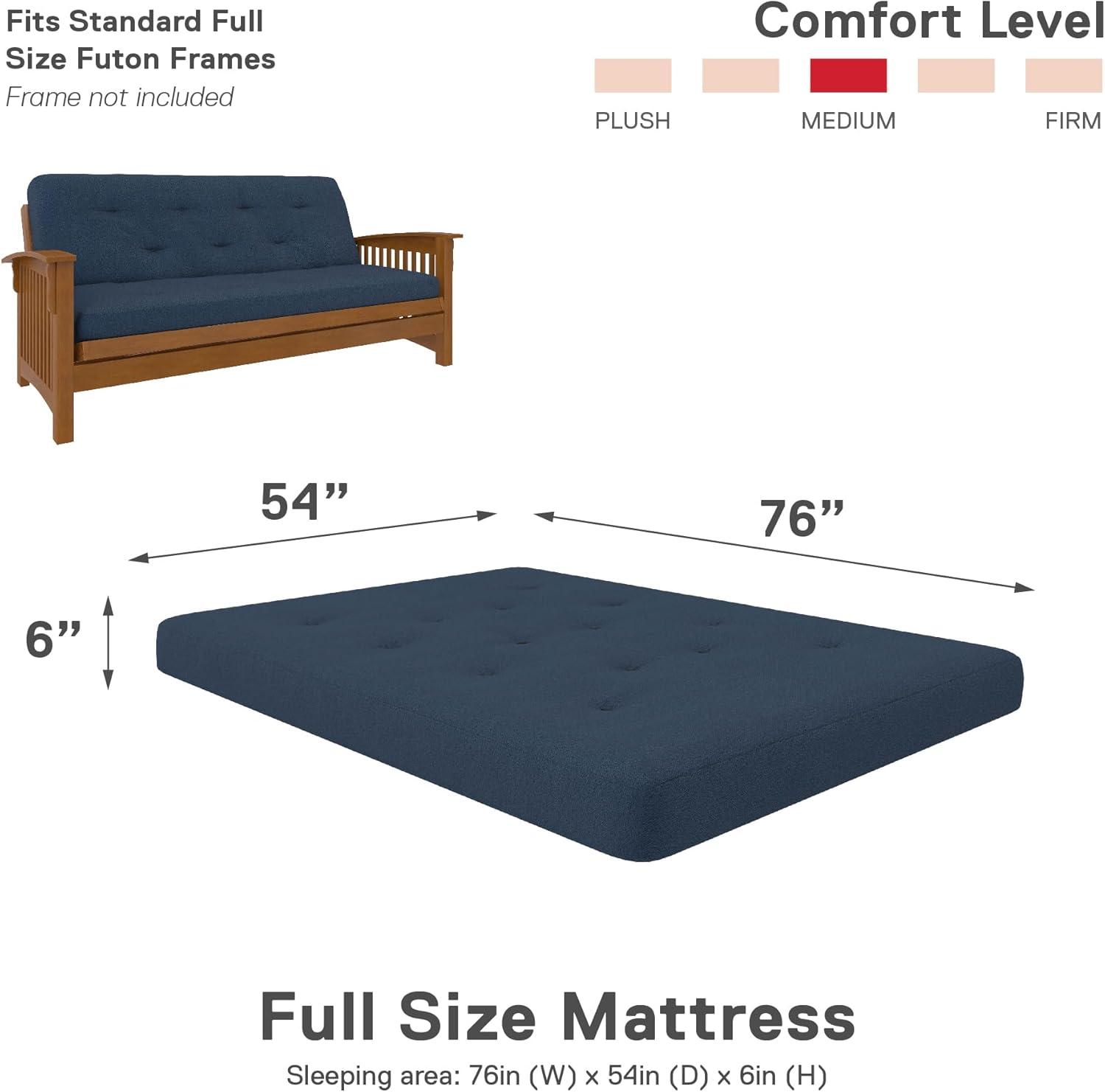 DHP Trule 6-Inch Bonnell Coil Futon Mattress, Microfiber, Full, Blue