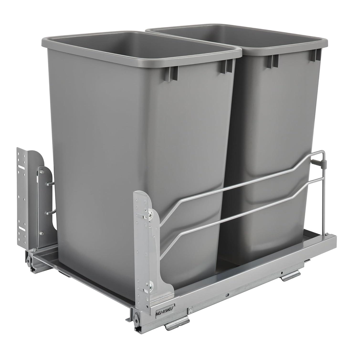 Rev-A-Shelf Double Pull Out Trash Can 35 Qt with Soft-Close