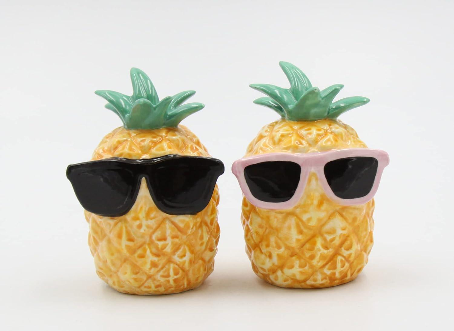 Kevins Gift Shoppe Ceramic Pineapples Wearing Sunglasses Salt and Pepper Shakers