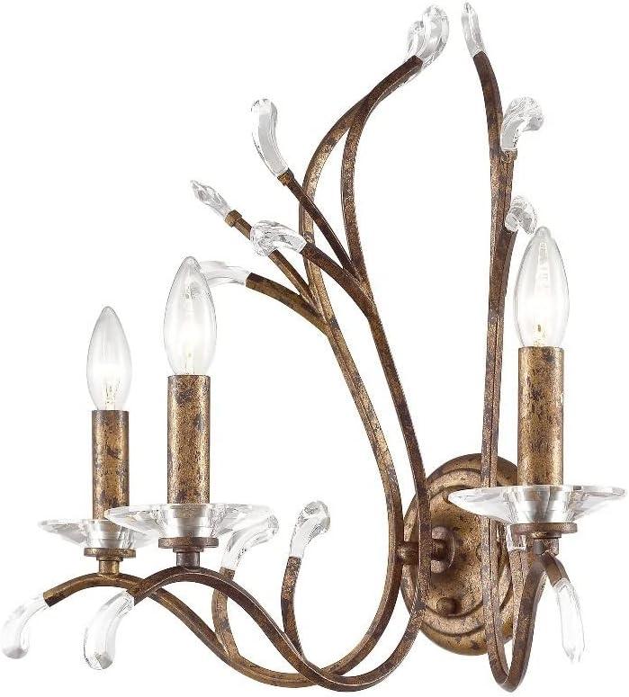 Serafina 3-Light Bronze Sconce with Clear Crystal Accents