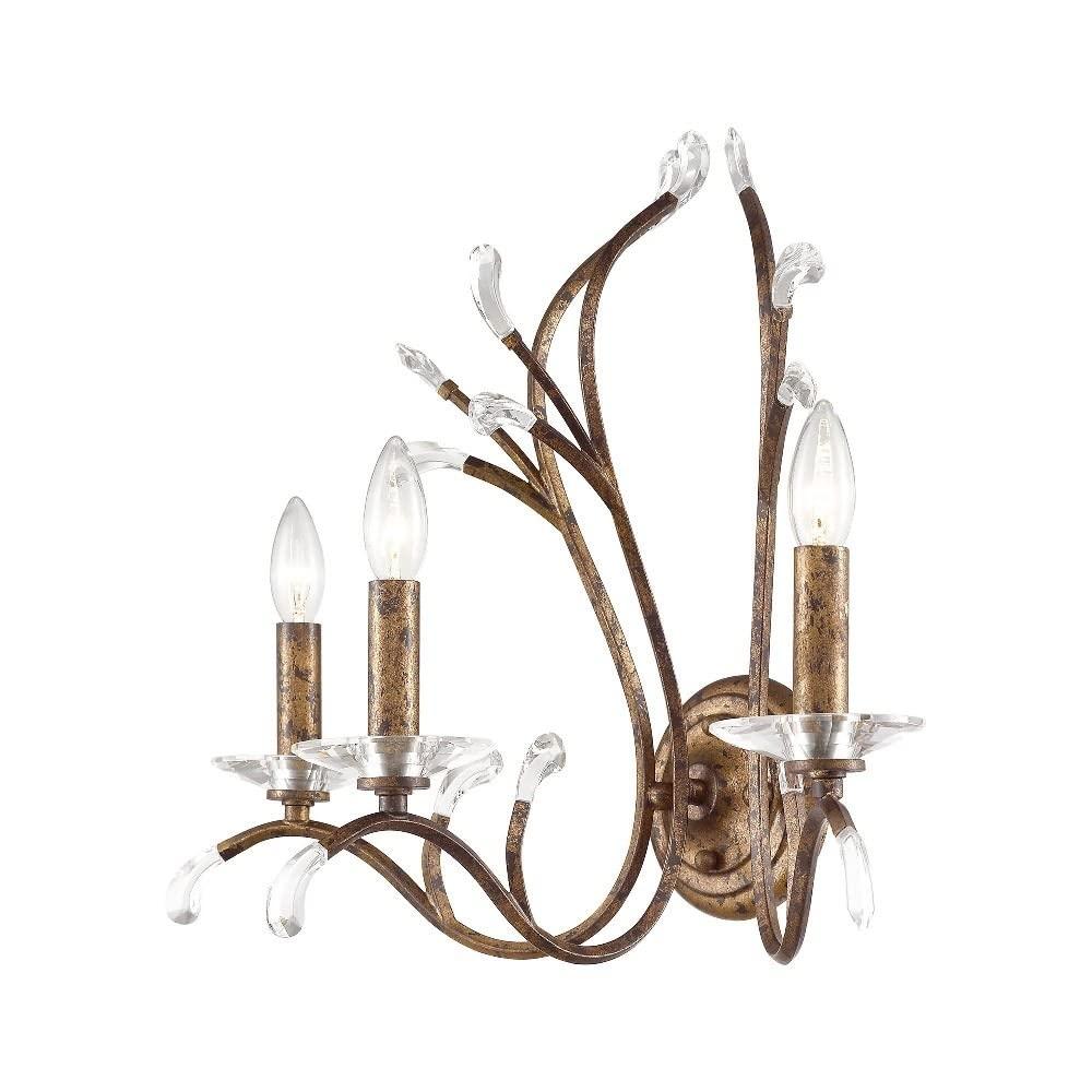 Serafina 3-Light Bronze Sconce with Clear Crystal Accents